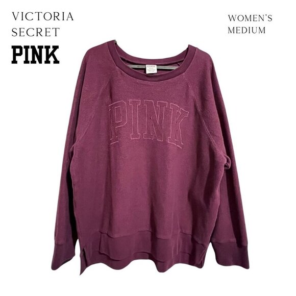 PINK Victoria's Secret Sweaters - Victoria’s Secret PINK Sweater Embroidered Logo Oversized Sweatshirt Size M